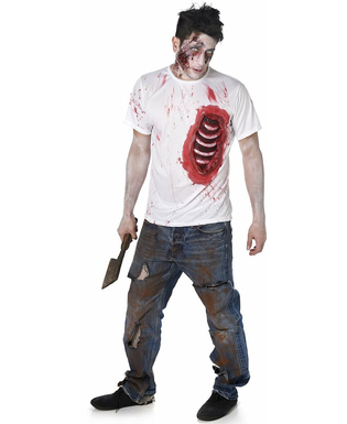  Déguisement zombie avec côtes en latex homme, fig. 1 