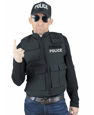  Polizei Weste Kostümzubehör für Erwachsene schwarz-weiss, fig. 1 