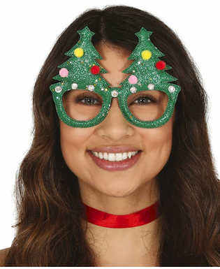  Humorvolle Weihnachtsbaum-Brille Accessoire grün-bunt, fig. 1 