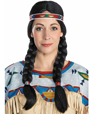  Nscho-Tschi™-Damenperücke für Fasching Winnetou™ Kostümzubehör schwarz, fig. 1 