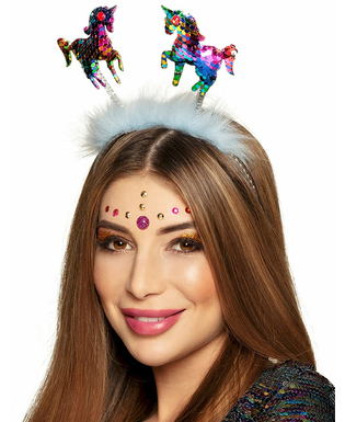  Serre-tête licornes sequins multicolores adulte, fig. 1 