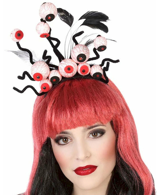  Verrückter Augen-Haarreif Kostüm-Accessoire für Halloween schwarz-rot-weiss, fig. 1 