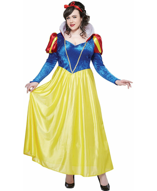  Costume Blanche Neige grande taille pour femme jaune et bleu, fig. 1 