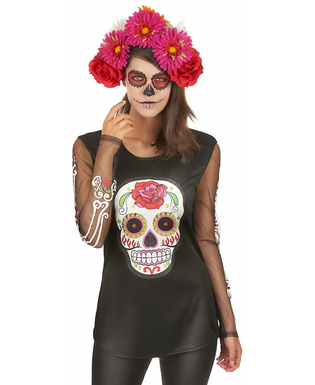  T-shirt squelette coloré femme Dia de los muertos, fig. 1 