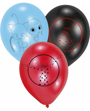  6 Ladybug™ Latexballons 22,8 cm rot, blau, schwarz, fig. 1 