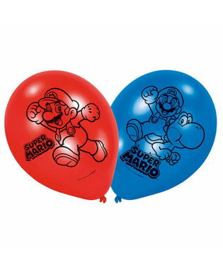  Super Mario™ Latex-Luftballons 6 Stück blau-rot-schwarz 27,5cm, fig. 1 