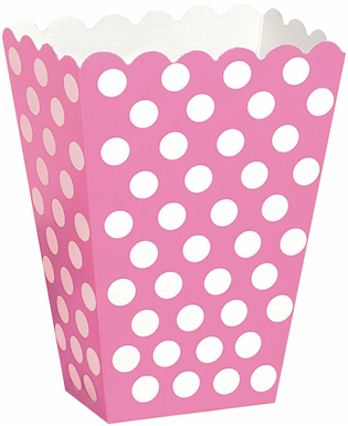  8 rosa Popcorn-Boxen mit weißen Punkten, fig. 1 