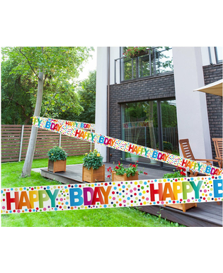  Happy Bday-Geburtstagsbanner Party-Deko bunt 15 m, fig. 1 