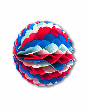  Boule en papier alvéolé bleu blanc rouge 25 cm, fig. 1 