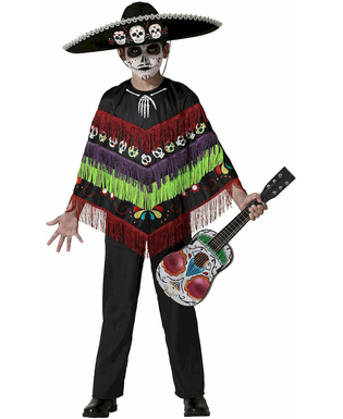  Déguisement poncho squelette Dia de los muertos enfant, fig. 1 