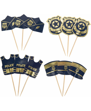  12 Navy- und Gold-Polizeipicks von 7 bis 8,5 cm, fig. 1 