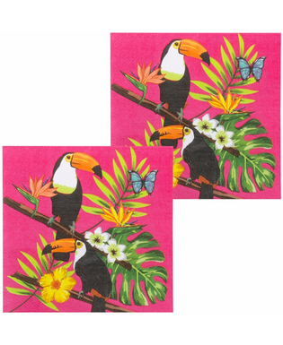  20 Serviettes en papier toucan fuchsia 33 x 33 cm, fig. 1 