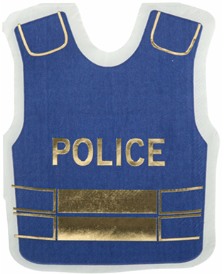  16 Polizei-Papierservietten in Marineblau und Gold, 32 x 26 cm, fig. 1 