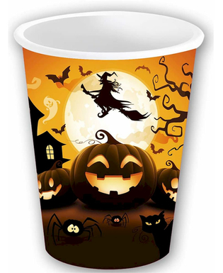  Kürbis-Becher-Set für Halloween Tischzubehör 6 Stück orange-schwarz 240 ml, fig. 1 