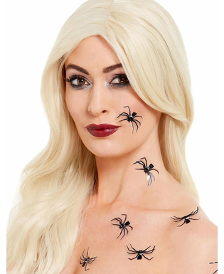  3D-Spinnen-Aufkleber für die Haut Halloween-Tattoos 6 Stück schwarz, fig. 1 