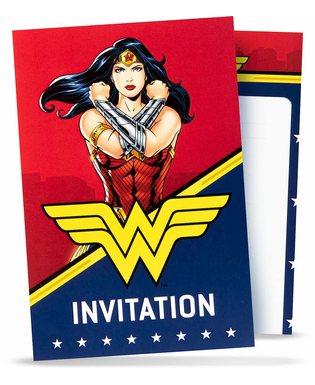  8 Einladungskarten mit Umschlägen Wonder Woman 10x16cm, fig. 1 