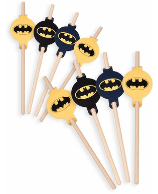  8 pailles médaillon en carton Batman 20cm, fig. 1 