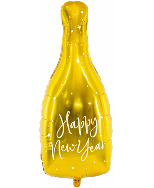  Happy New Year-Ballon Sektflasche Partyzubehör goldfarben 32 x 82 cm, fig. 1 