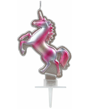  Kerze Hübsches Einhorn rosa und silber 16 x 9 cm, fig. 1 