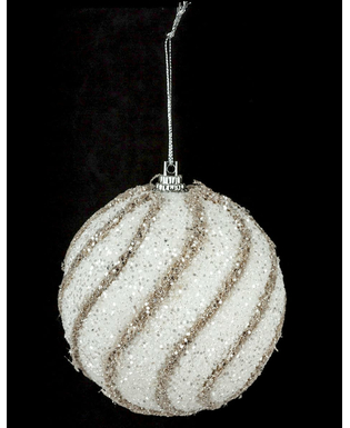  Boule de noël pailletée blanche et dorée 8 cm, fig. 1 