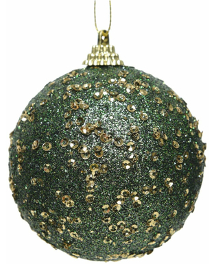  Boule de noël verte à paillettes or 8 cm, fig. 1 