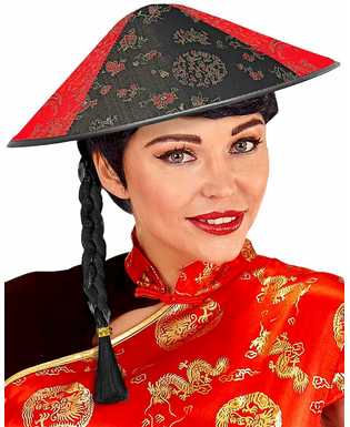  Chapeau chinois avec tresse noire, fig. 2 