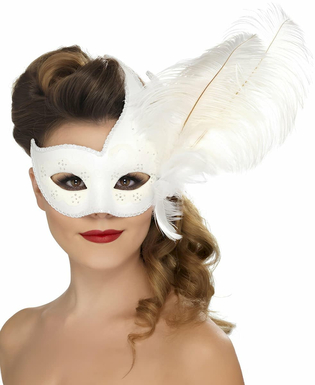  Loup vénitien blanc avec plumes blanches adulte, fig. 1 