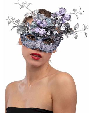  Masque argent et lilas avec papillon et branchage femme, fig. 1 