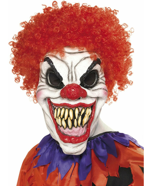  Masque clown cheveux rouges terrifiant adulte Halloween, fig. 1 