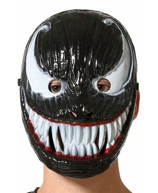  Superschurke Spinnen-Maske für Halloween Erwachsene schwarz-weiss, fig. 1 