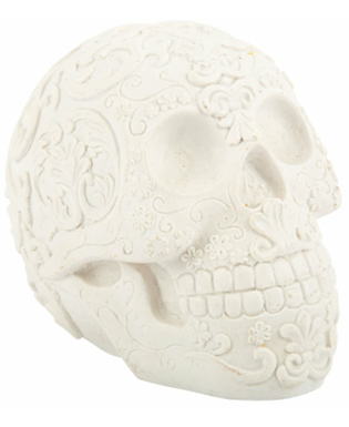  Tête de mort blanche avec motifs calaveras en relief 14 cm, fig. 1 