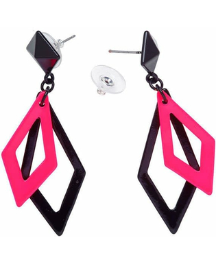  Boucles d'oreilles losange noires et roses femme, fig. 2 