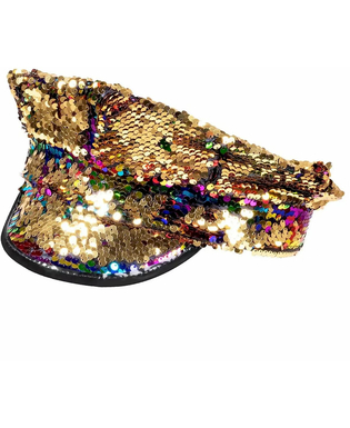  Casquette à sequins réversibles arc-en-ciel et or adulte, fig. 2 