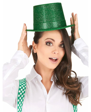  Chapeau haut de forme plastique pailleté vert adulte, fig. 2 