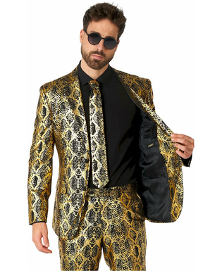  Opposuits™ Herrenanzug Schlangenmuster Schwarz-Gold, fig. 2 