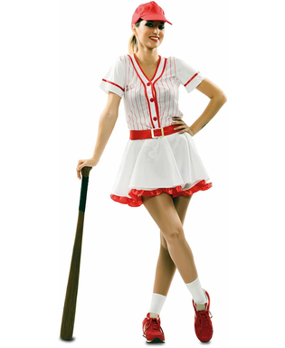  Sportliches Baseballspielerin-Kostüm für Damen Fasching weiss-rot, fig. 2 