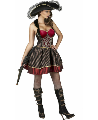  Déguisement Pirate baroque rouge et noir femme, fig. 2 