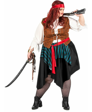  Déguisement pirate rayé bleu et noir grande taille femme, fig. 2 