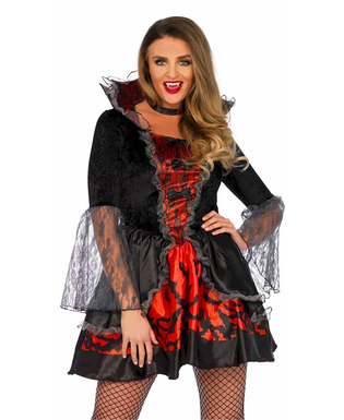  Sexy Vampirkostüm für Frauen Halloweenkostüm schwarz-rot, fig. 2 