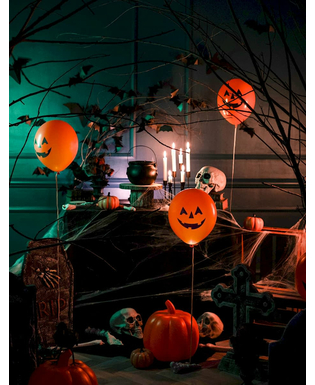  4 Ballons LED citrouille Halloween 27,5 cm, fig. 2 