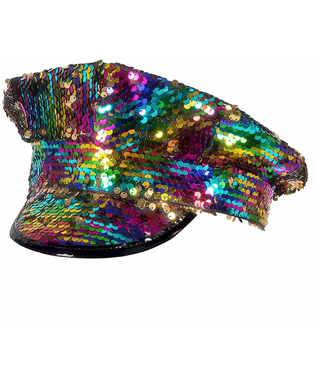  Casquette à sequins réversibles arc-en-ciel et or adulte, fig. 3 