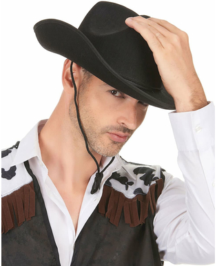  Chapeau cowboy noir adulte avec cordelette, fig. 3 