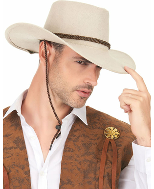  Chapeau cowboy luxe beige en suede adulte, fig. 3 