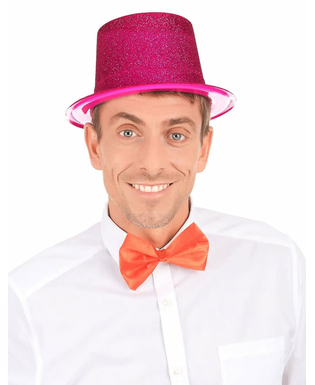  Chapeau haut de forme plastique pailleté fuschia adulte, fig. 3 