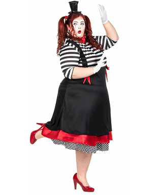  Mime Kostüm für Damen schwarz-rot-weiß, fig. 3 