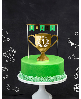  Fußball-Kuchendeko 2-teilig grün-schwarz-goldfarben 15,5-20 cm, fig. 2 