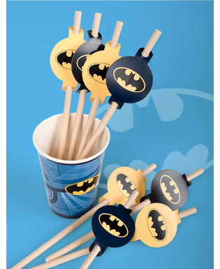  8 pailles médaillon en carton Batman 20cm, fig. 3 