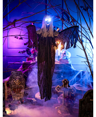  Halloween-Hänge-Dekoration - Todesengel - Schwarz 110 cm leuchtet im Dunklen, fig. 4 