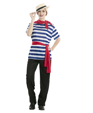  Gondolier-Kostüm für Herren Faschingskostüm schwarz-blau-rot, fig. 2 