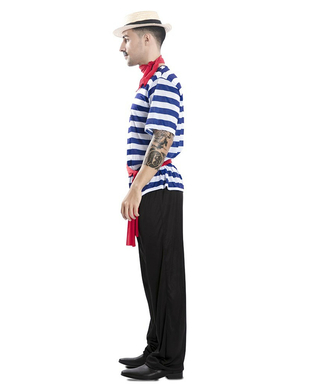  Gondolier-Kostüm für Herren Faschingskostüm schwarz-blau-rot, fig. 3 